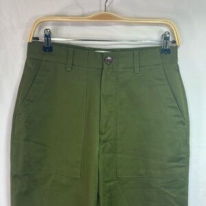 Percival olive green flat front patch pocket pants fatigues utility pants